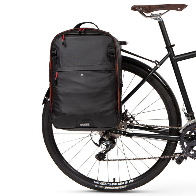 Two Wheel Gear - Pannier Backpack PLUS - Black Ripstop - Bag on Bike