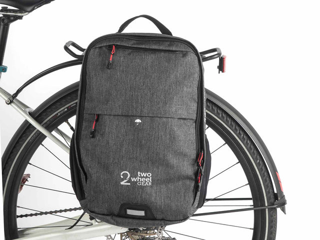 Two Wheel Gear - Pannier Backpack Convertible - Bike Bag - Graphite Grey - Mounted on Bike (2452862926908)