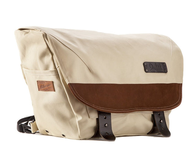 The Heath Waxed Canvas Messenger Bag White Two Wheel Gear